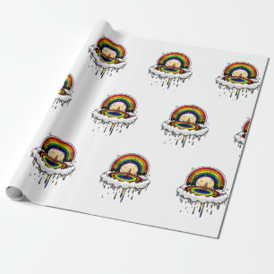 Rainbow Rain Polo Shirt Wrapping Paper