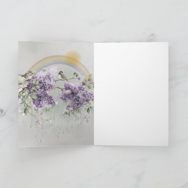 Rainbow Rain Sparrows Greeting Card (Inside)