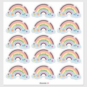Rainbow Rainbow Custom Multiple Name Stickers