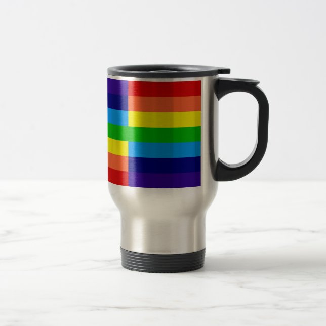 rainbow, rainbow, rainbow travel mug (Right)