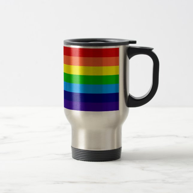 rainbow, rainbow, rainbow travel mug (Right)