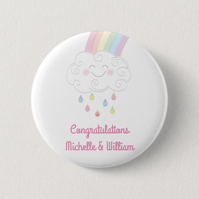 Rainbow Raindrop Baby Shower Sprinkle 6 Cm Round Badge (Front)