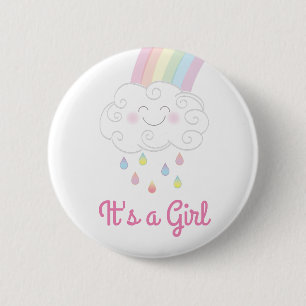 Rainbow Raindrop Baby Shower Sprinkle 6 Cm Round Badge