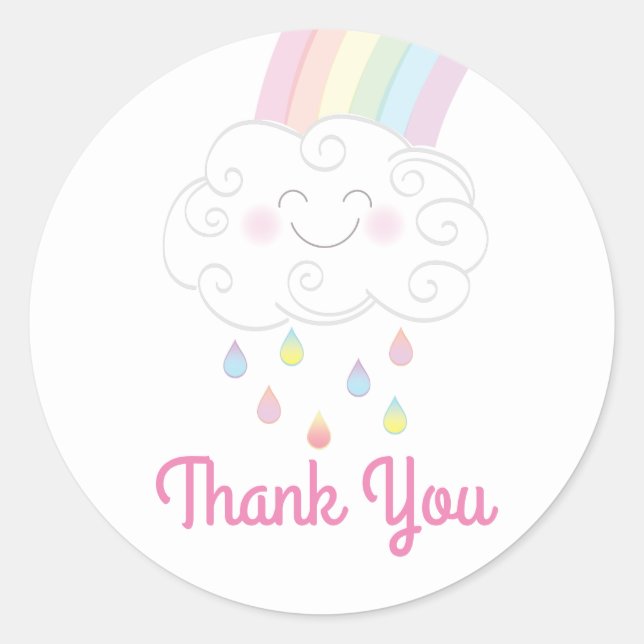 Rainbow Raindrop Baby Shower Sprinkle Classic Round Sticker (Front)
