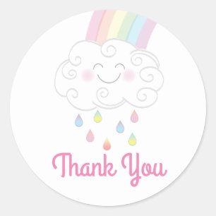 Rainbow Raindrop Baby Shower Sprinkle Classic Round Sticker