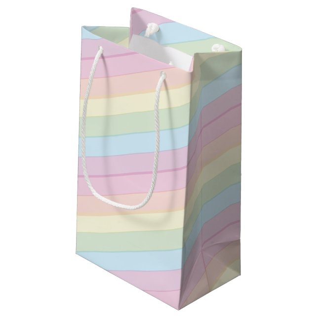 Rainbow Raindrop Baby Shower Sprinkle Small Gift Bag (Back Angled)