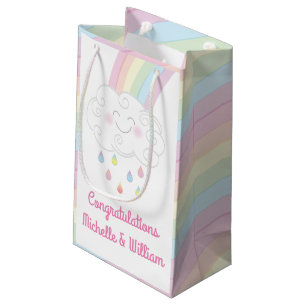 Rainbow Raindrop Baby Shower Sprinkle Small Gift Bag