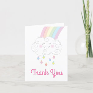Rainbow Raindrop Baby Shower Sprinkle Thank You Card