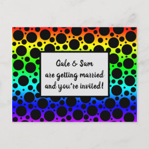 Rainbow Random Polka Dots Invitation Postcard