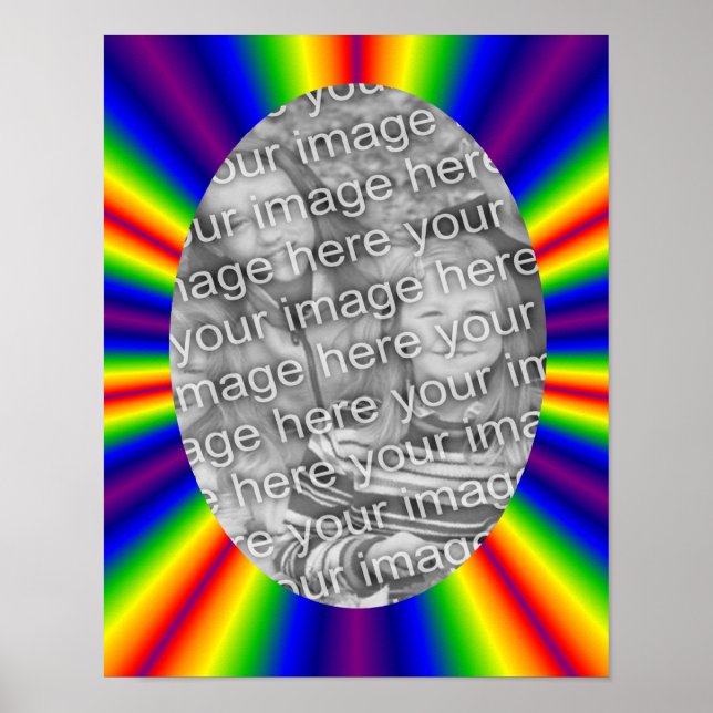 Rainbow Rays Frame Create Your Own Photo  Poster (Front)