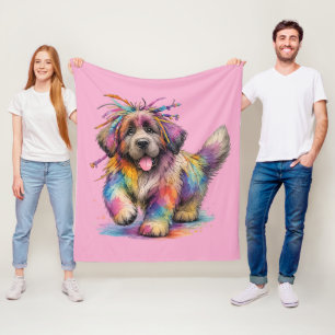 Rainbow Rebel Watercolor Newf Fleece Blanket