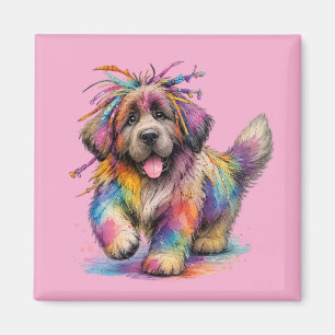 Rainbow Rebel Watercolor Newf Magnet