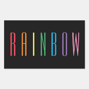 RAINBOW Rectangle Stickers / Black