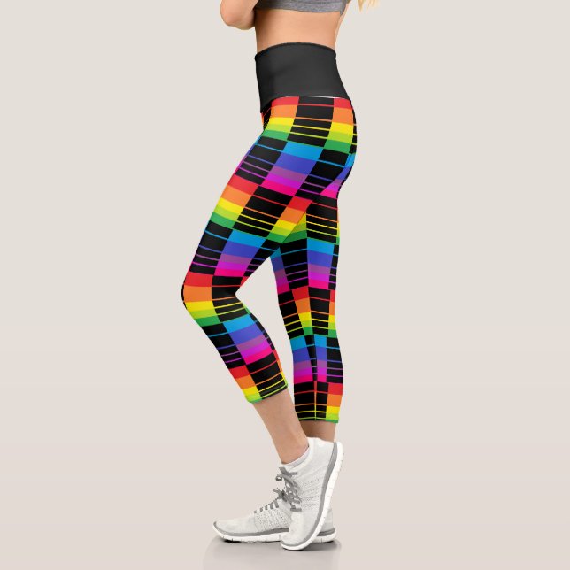 Rainbow Rectangles High Waist Yoga Pants (Left)