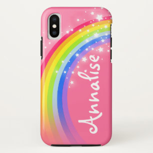 Rainbow red pink name iphone case