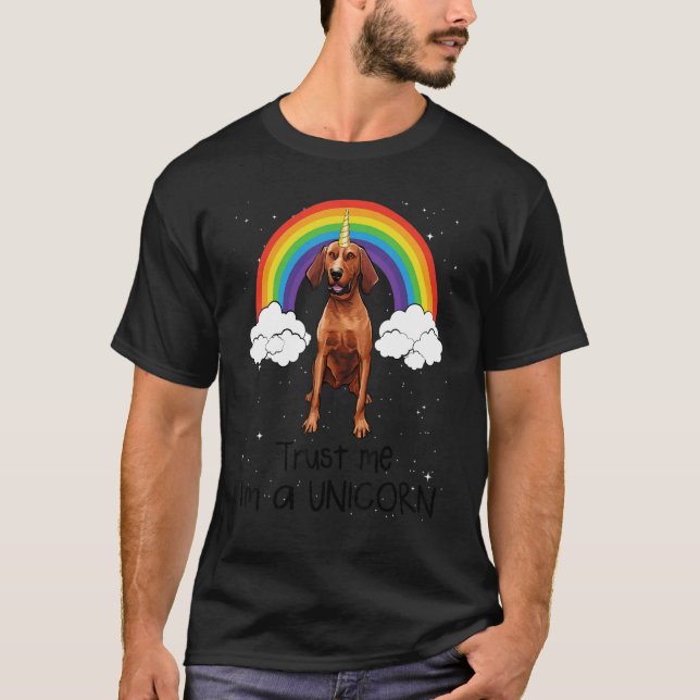 Rainbow Redbone Coonhound Trust Me I'm A Unicorn D T-Shirt (Front)
