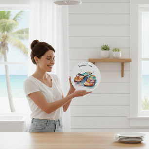 Rainbow Reef Flip Flops, custom Large Clock