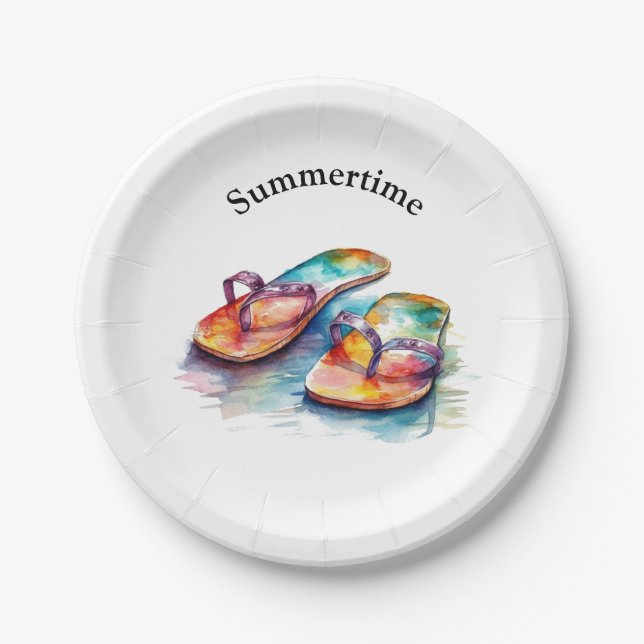 Rainbow Reef Flip Flops, custom Paper Plate (Front)