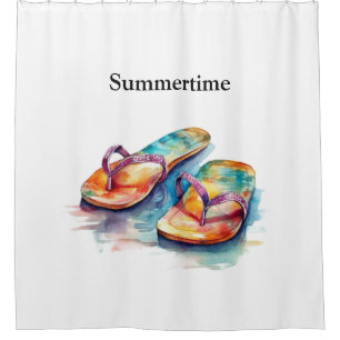 Rainbow Reef Flip Flops, custom Shower Curtain