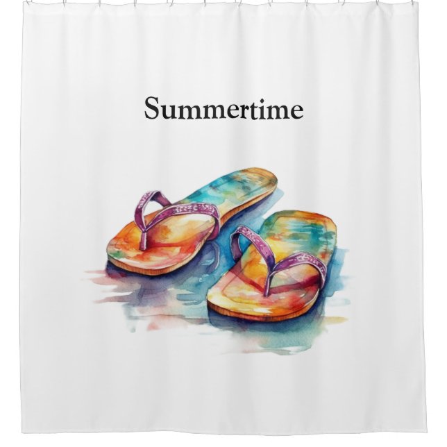 Rainbow Reef Flip Flops, custom Shower Curtain (Front)