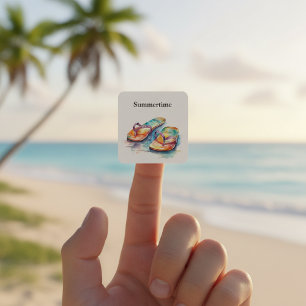 Rainbow Reef Flip Flops, custom Square Sticker