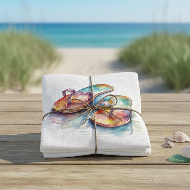 Rainbow Reef Flip Flops Tea Towel (Creator Uploaded)