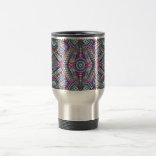 Rainbow Reiki Chakras Psychedelic Kaleidoscope Art Travel Mug