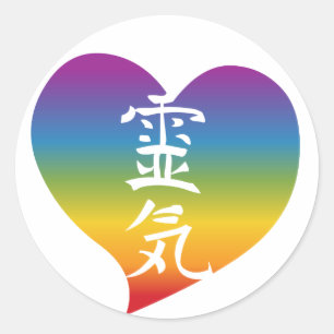 Rainbow Reiki Heart Classic Round Sticker