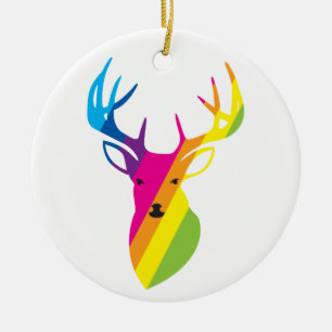 Rainbow Reindeer Ceramic Tree Decoration