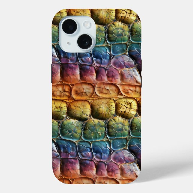 Rainbow Reptile Leather Case-Mate iPhone Case (Back)