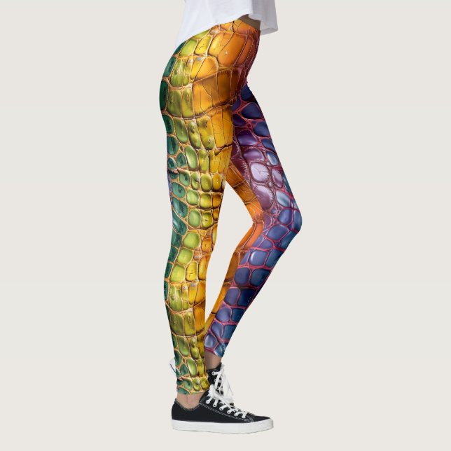 Rainbow Reptile Leather Leggings (Right)
