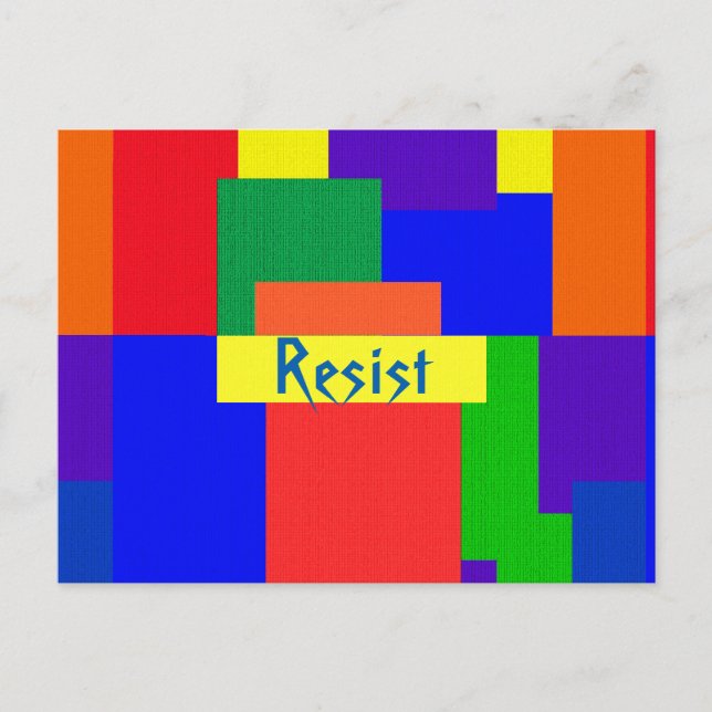 Rainbow Resist Abstract Patchwork Pattern Postcard (Front)
