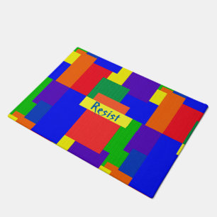 Rainbow Resist Patchwork Quilt Design Door Mat