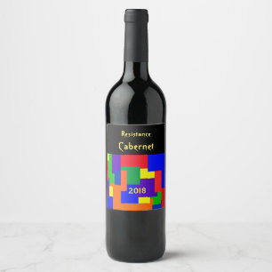 Rainbow Resist Patchwork Wine Label