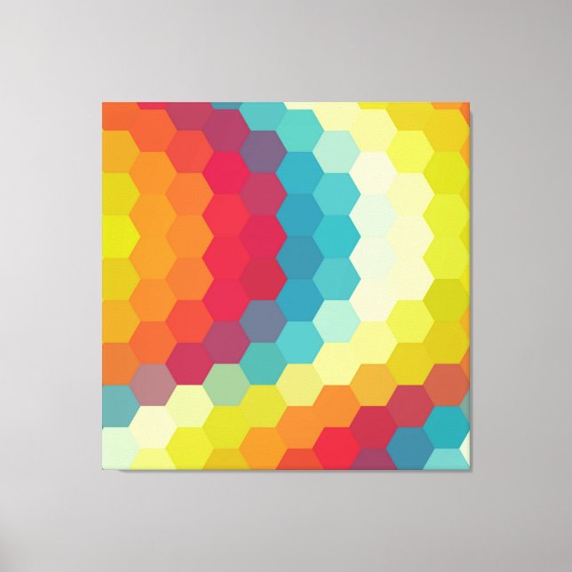 Rainbow Retro Hexagonal Seamless Pattern Canvas Print (Front)