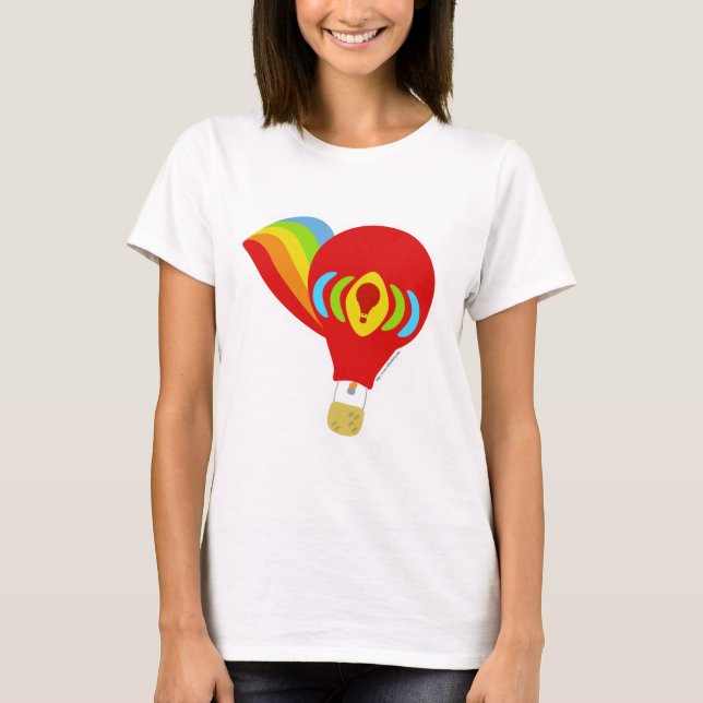 Rainbow Retro Hot Air Balloon Cartoon Illustration T-Shirt (Front)