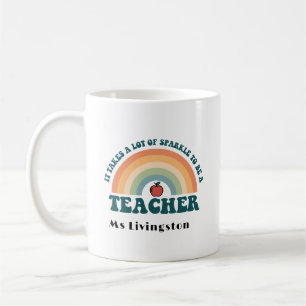 Rainbow Retro Personalised Teacher Thank You Mug 