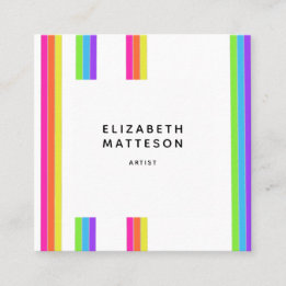 Rainbow  Retro Stripes Artist Square Business Card