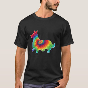 Rainbow Retro Tie Dye Pembroke Welsh Corgi T-Shirt