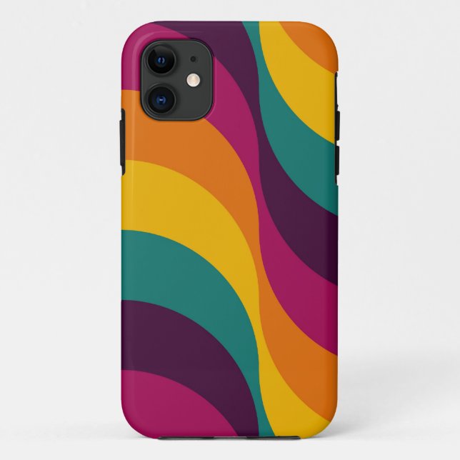 Rainbow Retro Wavy Pattern 2 Case-Mate iPhone Case (Back)