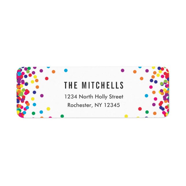 Rainbow Return Address Labels | Birthday Party (Front)