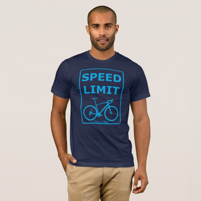 Rainbow Rex Speed Limit: Blue T-Shirt (Front Full)