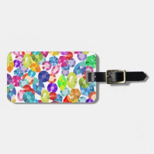 rainbow rhinestones luggage tag
