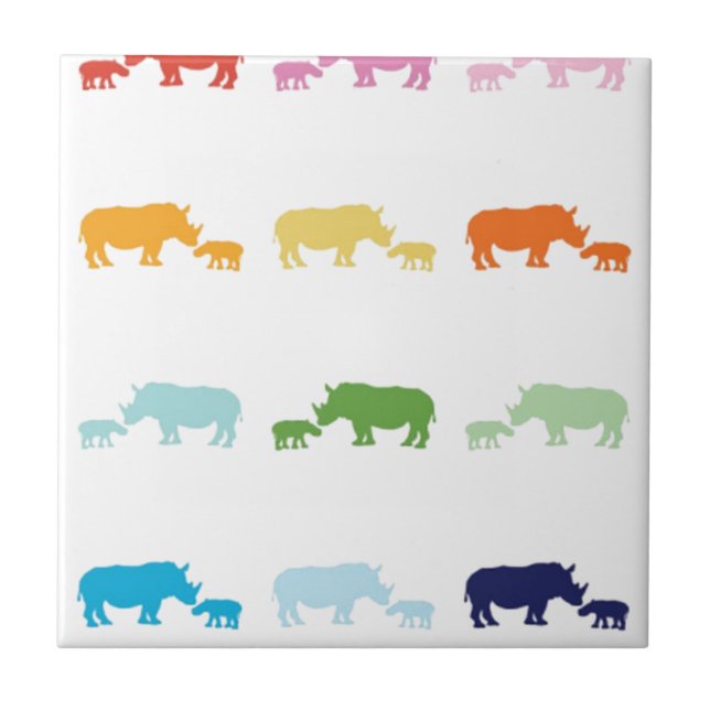 Rainbow Rhinos Tile (Front)