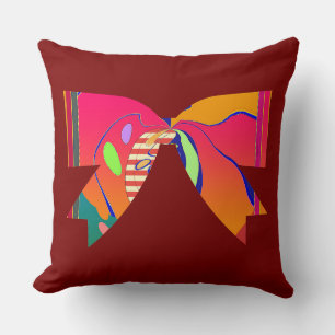 Rainbow Ribbon Bow Dk Red Decorative Fun Cushion