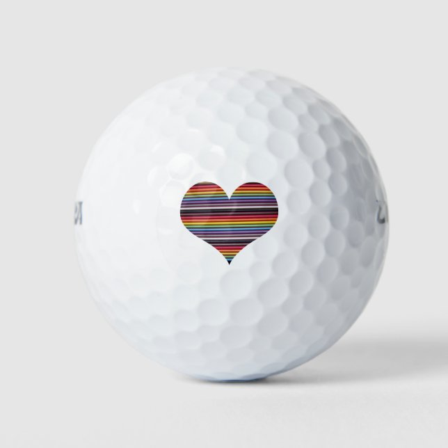 Rainbow Ribbon Cable Heart Golf Ball (Front)