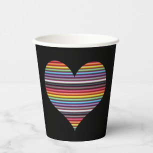 Rainbow Ribbon Cable Heart Paper Cups