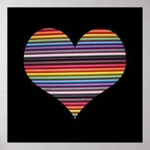 Rainbow Ribbon Cable Heart Wall Poster