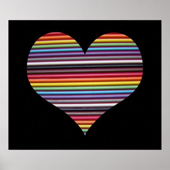 Rainbow Ribbon Cable Heart Wall Poster (Front)
