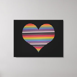 Rainbow Ribbon Cable Heart Wrapped Canvas Print